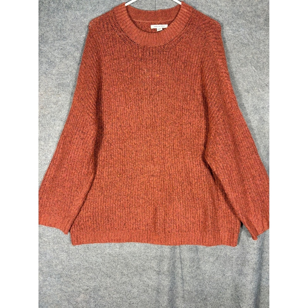 American Eagle Mens Large Rust Orange Marl Oversized Textured Crewneck Sweater